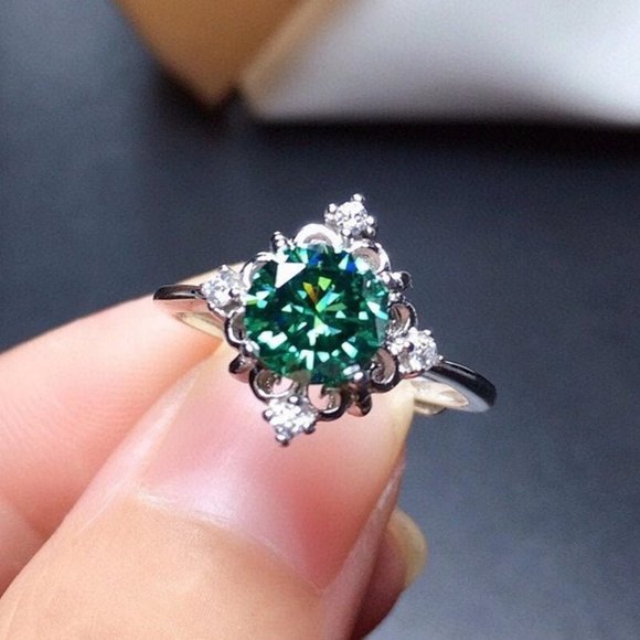 High Quality Zircon Ring Green Crystal CZ Rings For Women, HA4435-6 - Picture 2 of 6